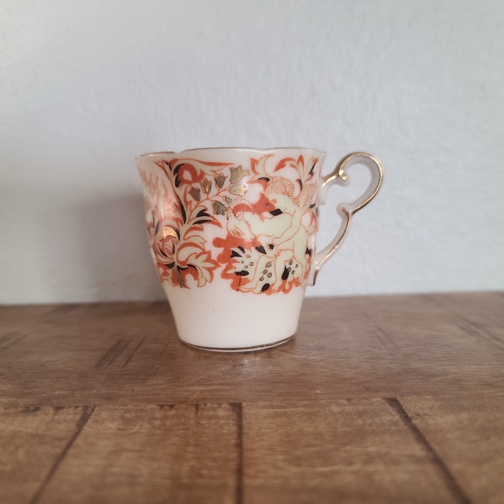 Vintage UCAGCO China Floral Lusterware Small Tea Cup Gold Trim, Occupied Japan